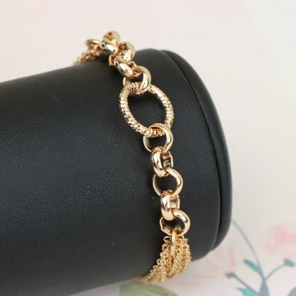 "Rose Gold Textured Chain Bracelet with Circle Accent, XPBL1109 - Picture 8 of 12